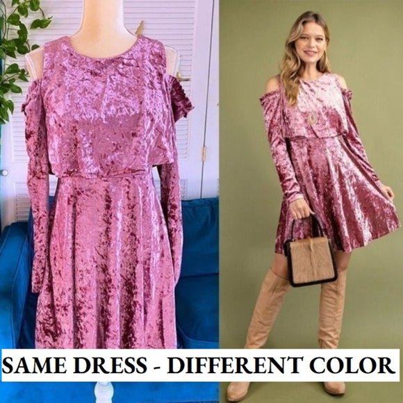 EASEL Los Angeles Purple Crushed Velvet Dress - Sz M - Picture 2 of 10